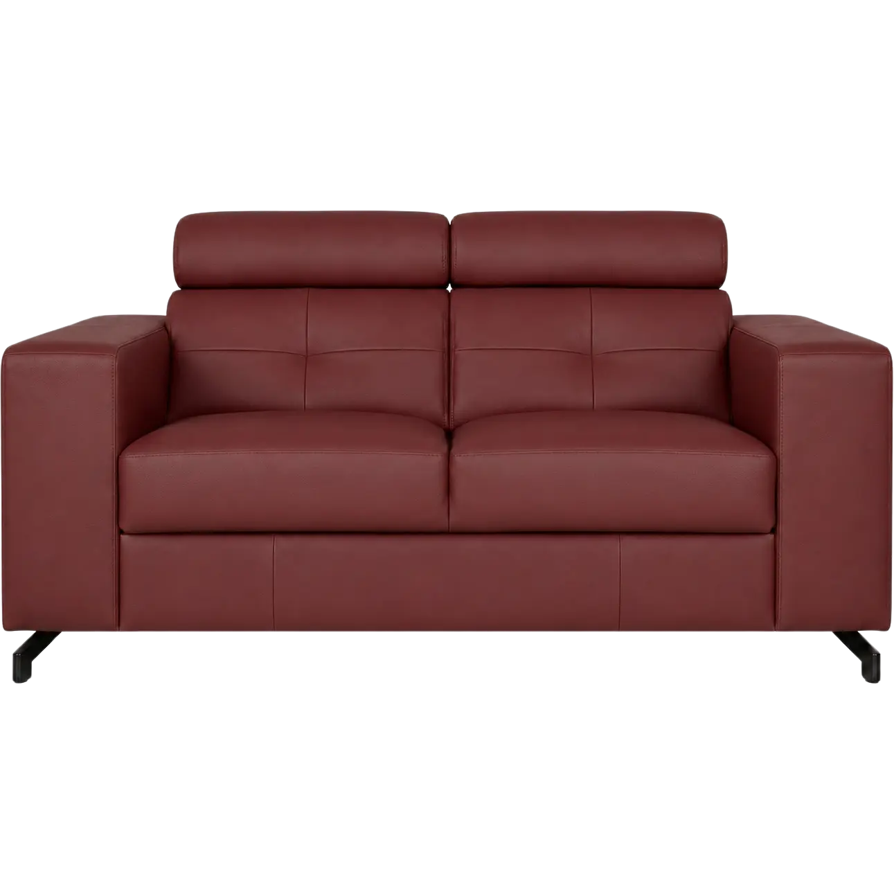 afbeelding van Leren bank Nova - 2 zits - Toledo Cherry (rood) - poten staal zwart
